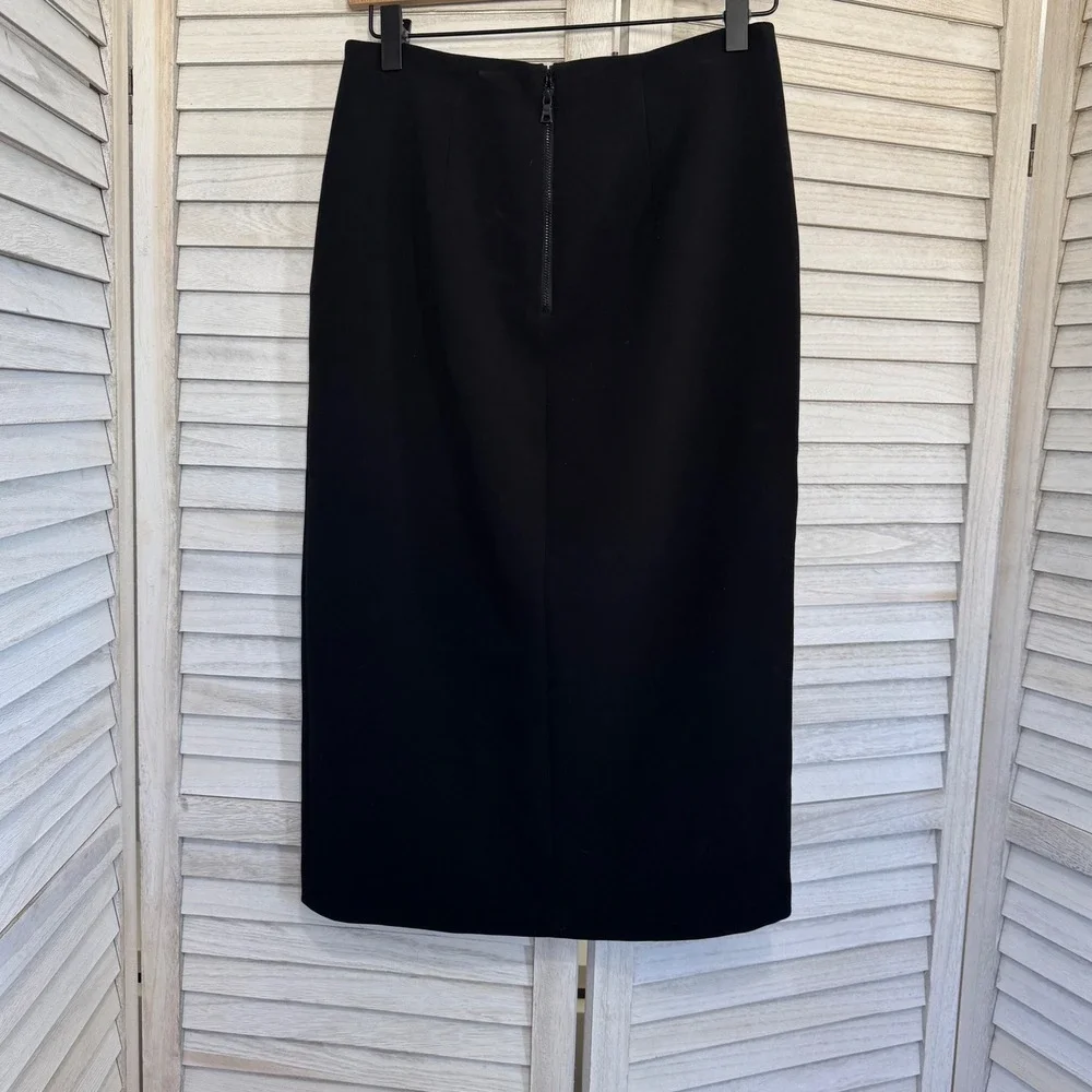 Alice‎ Olivia Pencil Skirt Black Wrap Front Midi Knee Length Business Office 4